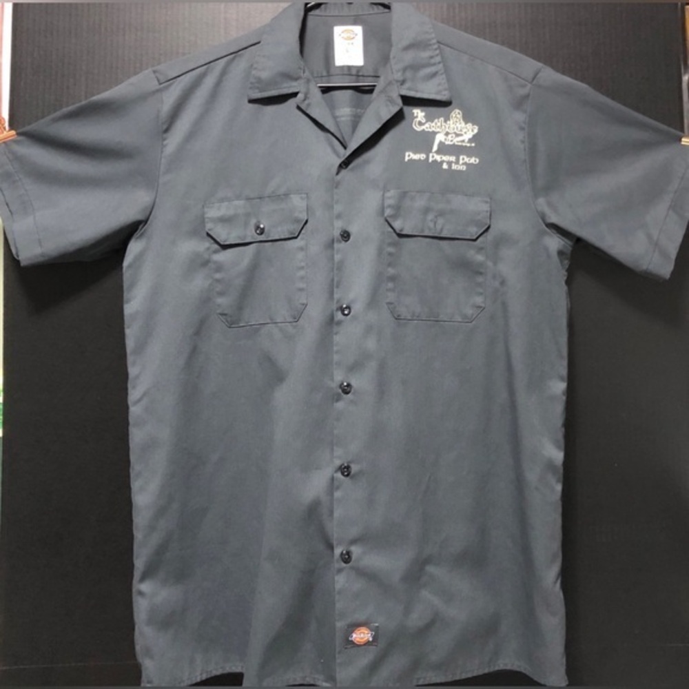 🪺Vintage Dickies Gray ‘Cathouse Lounge’ Work Button Down Shirt